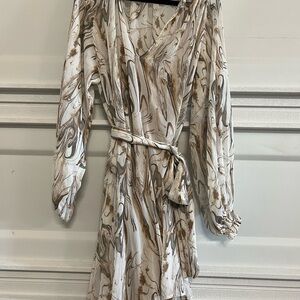 Elegant Marble Print Wrap Dress Banana Republic